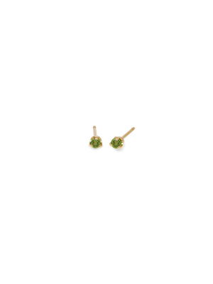 14k Small Peridot Prong Studs | August Birthstone