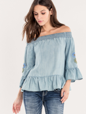 So Sprung Off The Shoulder Top