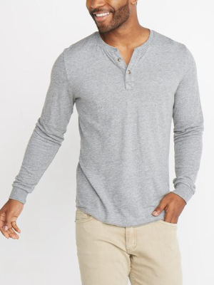 Double Knit Henley In Heather Grey