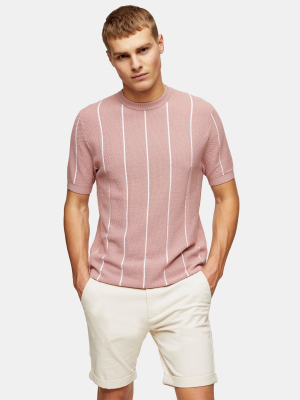 Pink Stripe Knitted T-shirt