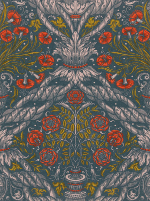 Floral Ornament Wallpaper In Scarlet From The Wallpaper Compendium Collection By Mind The Gap