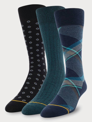 Signature Gold By Goldtoe Men's Boho Plaid Crew Socks 3pk - 6-12.5