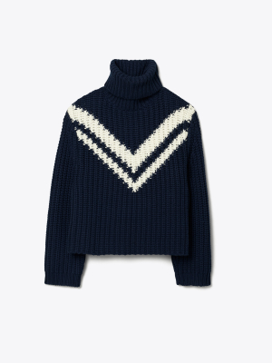 Merino Chevron Turtleneck Sweater