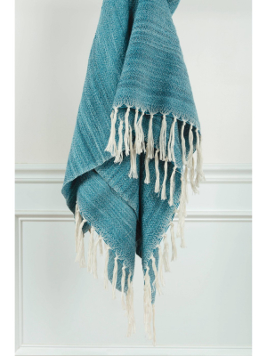 50"x60" Stripe Throw Blanket Teal - Rizzy Home