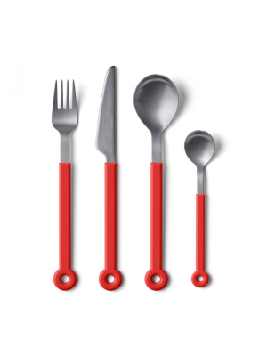 Mono Ring Red Cutlery - 4pc Set