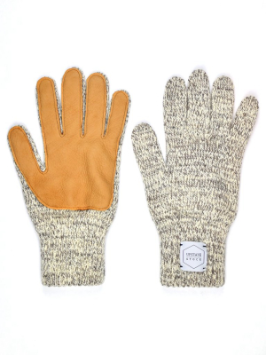 Ragg Wool Full Finger Gloves With Leather Palm