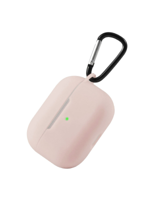For Airpods Pro Case Silicone Protective Cover Skin With Keychain For Apple Airpod Pro 3 3rd 2019 Wireless Charging Earbuds Case, Sand Pink By Insten