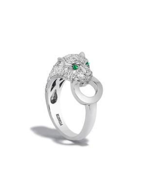 Effy Signature 14k White Gold Diamond And Emerald Ring, 0.66 Tcw