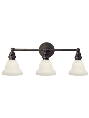 Boston Functional Triple Light In Bronze With White Glass