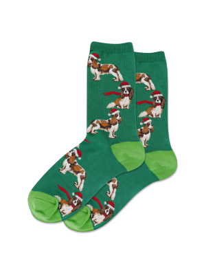 Women's Santa Dog Crew Socks