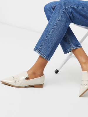 Asos Design Manor Studded Fringed Loafers In Bone