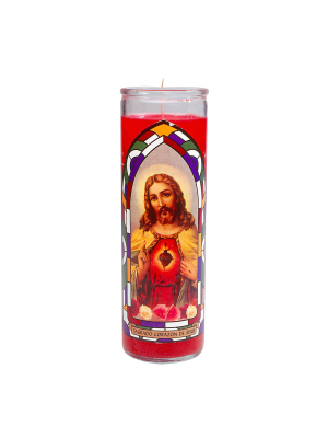 Jar Candle Sagrado Corazon De Jesus Red - Continental Candle