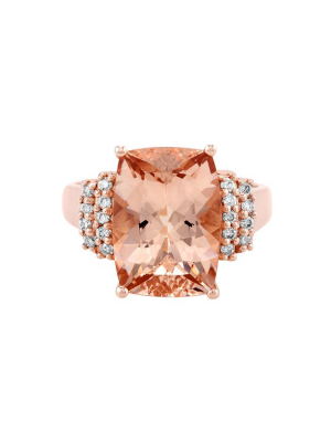 Effy Blush 14k Rose Gold Morganite And Diamond Ring, 6.33 Tcw