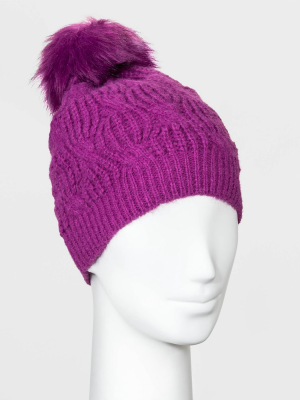 Women's Shaker Cable Pom Beanie - A New Day™