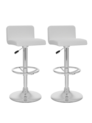 Set Of 2 Adjustable Square Back Leatherette Barstool - Corliving