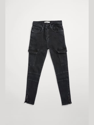 Zippered Cargo Jeans