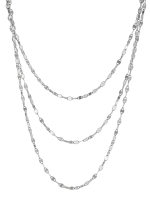 Sterling Silver Triple Row Diamond Cut Chain Necklace