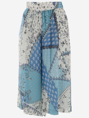 Etro Patchwork Floral Print Midi Skirt