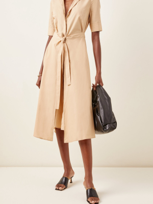 Cotton Midi Apron Shirt Dress