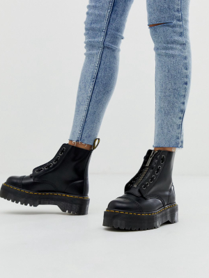 Dr Martens Sinclair Black Leather Zip Chunky Flatform Boots