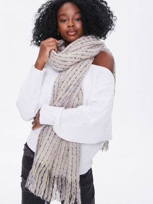 Striped Fringe Oblong Scarf