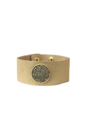 Pave Disc Sparkle Suede Cuff