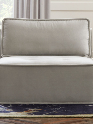 Quattro Sharkskin Light Grey Velvet Tufted Armless Chair