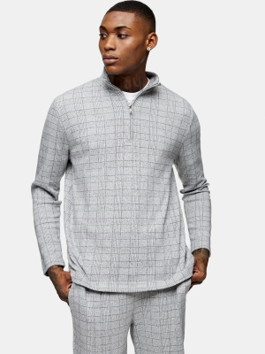 Gray Check Turtle Neck T-shirt