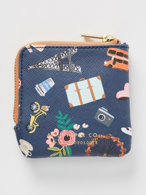 Rifle Paper Co. For Anthropologie Travel Icons Coin Pouch