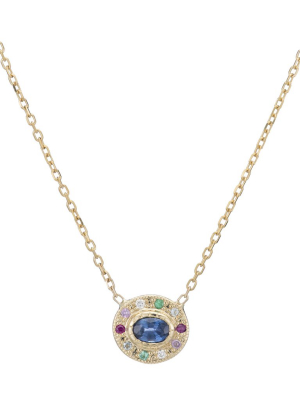 Sapphire Halo Necklace