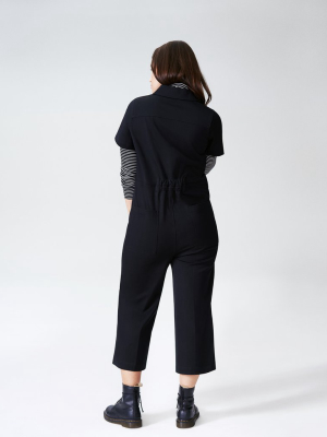 Kate Stretch Cotton Twill Jumpsuit - Black