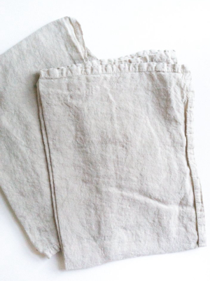 Simple Linen Napkins In Flax  - Set Of Two