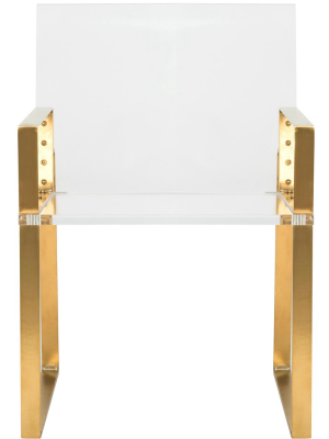 Langston Acrylic Arm Chair - Brass/clear - Safavieh.