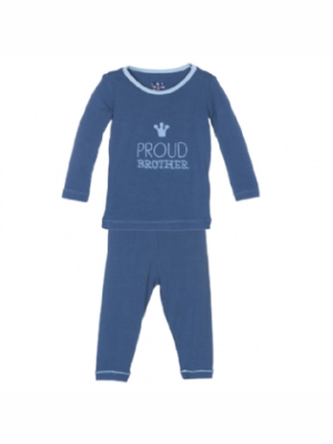 Kickee Pants Proud Brother Applique Pajama Set