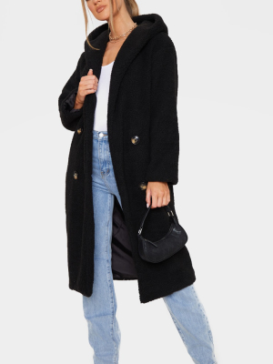 Black Borg Hooded Midi Coat