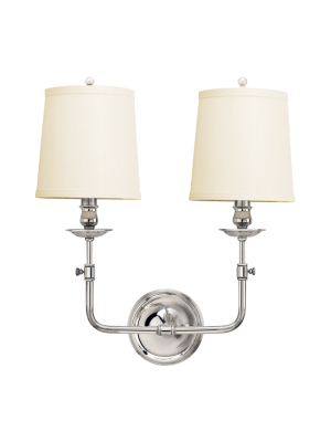 Hudson Valley Lighting Logan 2-bulb Sconce - Polished Nickel & Off White