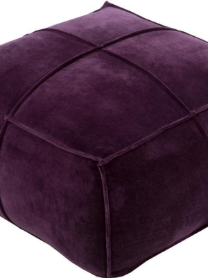 Cotton Velvet Cotton Pouf In Dark Purple Color