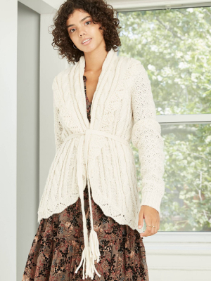 Women's Belted Cardigan - Knox Rose™ White