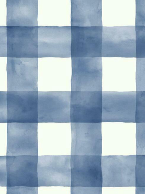 Checkmate Watercolor Peel & Stick Wallpaper In Blue By York Wallcoverings