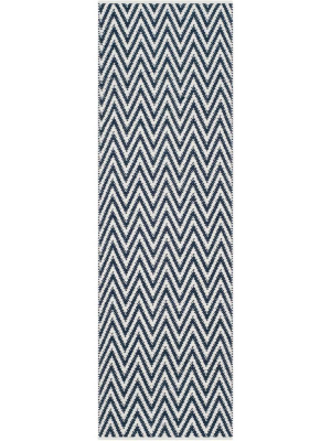 Montauk Chevron Navy/ivory Runner Rug