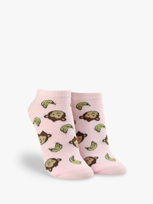 Monkey Banana Print Ankle Socks