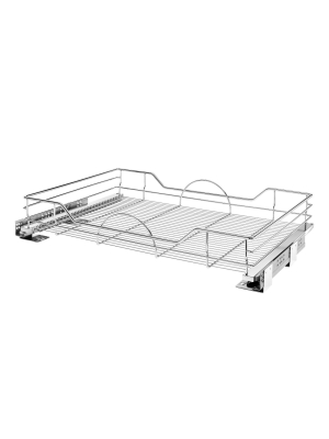 Rev-a-shelf 5730-33cr 33 X 22 Inch Single Chrome Wire Basket Pull Out Shelf Storage Organizer With Soft Close For Kitchen Base And Lower Cabinets