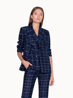 Jacket In Cotton Silk Transparent Plaid