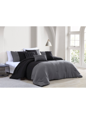 Tillman 6pc Enzyme Washed Colorblock Comforter Set - Geneva Home Fashion