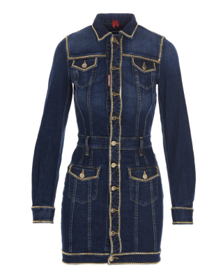 Dsquared2 Chain Detail Denim Shirt Dress