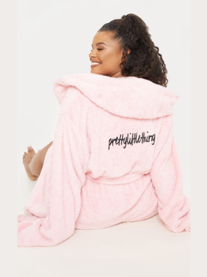 Prettylittlething Plus Pink Fluffy Dressing Gown