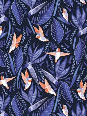 Hummingbirds Wallpaper In Blue From The Wallpaper Republic Collection By Milton & King