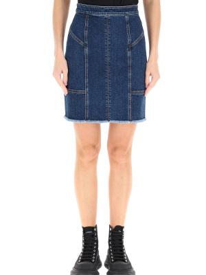 Alexander Mcqueen Panelled Mini Denim Skirt