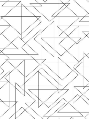 Triangulation Peel & Stick Wallpaper In Black And White By York Wallcoverings