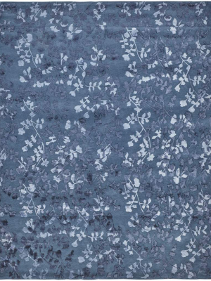 Feizy Bella High & Low Floral Wool Rug - Vallarta Blue & Ice Blue - Available In 6 Sizes